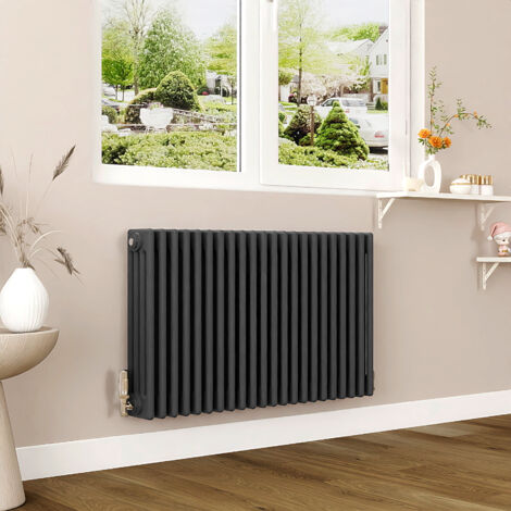 AICA 600x1010mm Anthracite Horizontal Traditional Radiator Cast Iron 4 Column Heating UK (1/5)