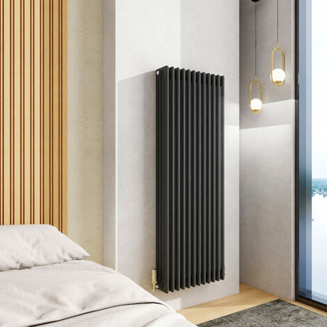 AICA 1500x560mm Anthracite Vertical Traditional Radiator Cast Iron 4 Column Heating UK (1/5)