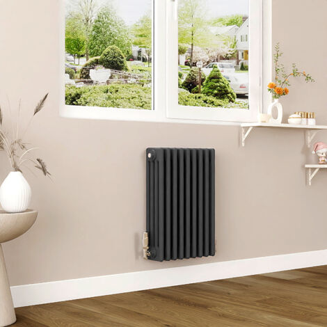 AICA 600x425mm Anthracite Horizontal Traditional Radiator Cast Iron 4 Column Heating UK (1/5)