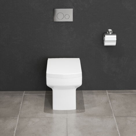 AICA Bathroom Back to Wall Toilet Modern Square Pan Soft Close Seat Ceramic WC