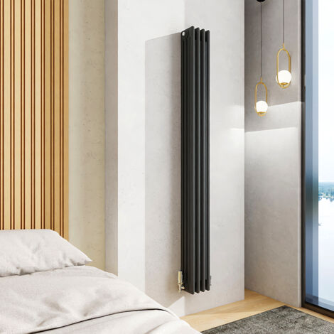 AICA 1800x200mm Anthracite Vertical Traditional Radiator Cast Iron 4 Column Heating UK (1/5)