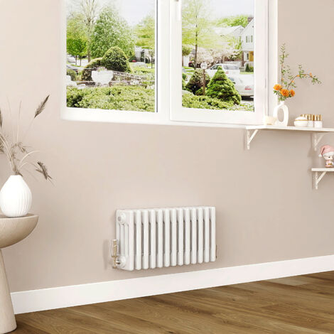 AICA 300x605mm White Horizontal Traditional Radiator Cast Iron 4 Column Heating UK (1/5)