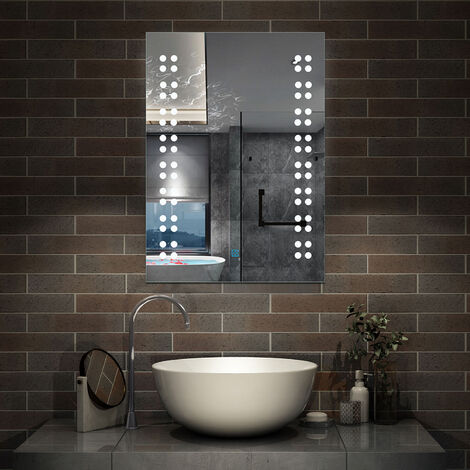 Bathroom LED Mirror Illuminated Mains Modern Vertical Horizontal IP44 500x700mm 