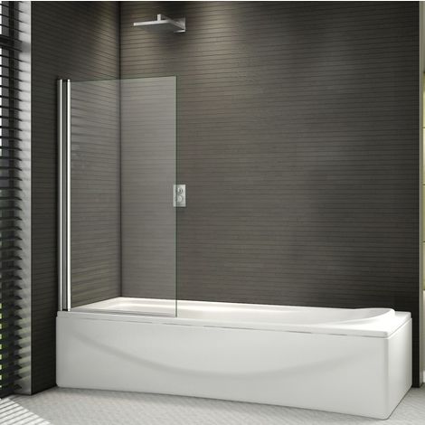AICA Pivot Bath Screen Over 180 Shower Glass Door Panel Seal Handle 800x1400mm YE 5606847596819 