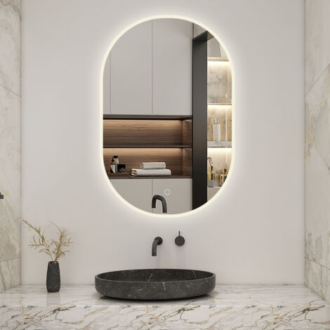 1000x600mm Oval LED mirror with 3 colors brightness and temperatures,Anti-fog,Memory Function (1/5)