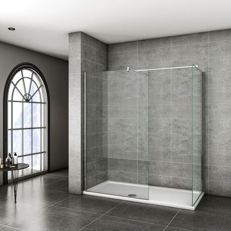 Walk in Shower Screens 900x1950mm 8mm EasyClean Glass Two Chrome Glass 1950 height with Side panel 800x1950mm (1/4)
