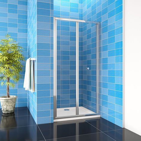 1000mm Bathroom Bi Fold Shower Door Enclosure Glass Screen + 1000x760mm Tray Waste (1/5)