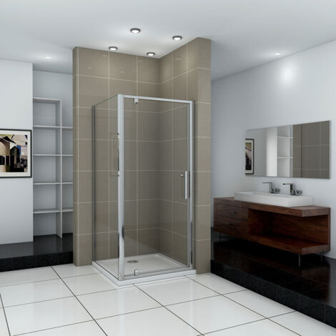 1850mm Height Chrome 900mm Pivot Shower Enclosure Door + 800mm Side Panel