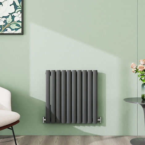 AICA 600x590mm Anthracite Horizontal Designer Radiator Single Oval Column Heating UK