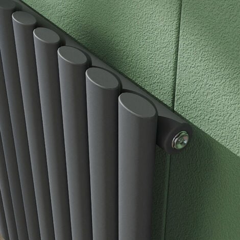AICA 600x590mm Anthracite Horizontal Designer Radiator Single Oval Column Heating UK