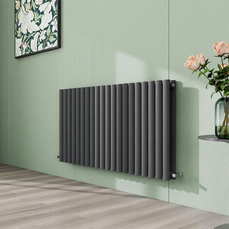 AICA 600x1180mm Anthracite Horizontal Designer Radiator Double Oval Column Heating UK