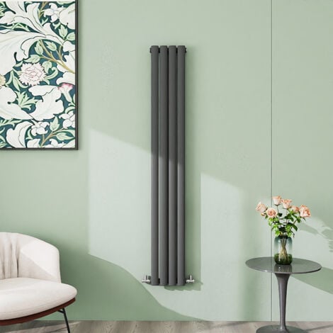 AICA 1600x236mm Anthracite Vertical Designer Radiator Single Oval Column Heating UK