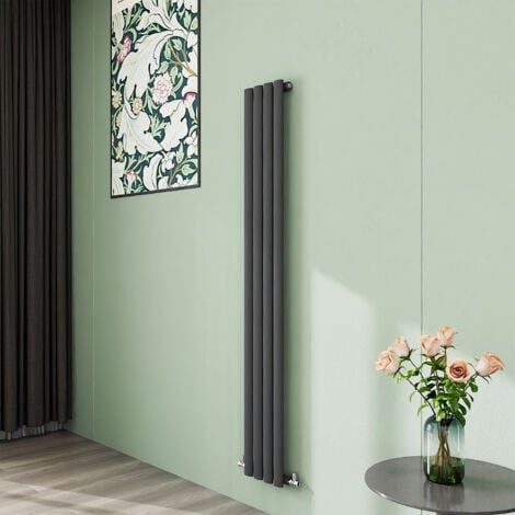 AICA 1600x236mm Anthracite Vertical Designer Radiator Single Oval Column Heating UK