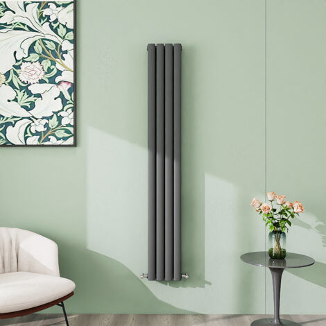 AICA 1600x236mm Anthracite Vertical Designer Radiator Double Oval Column Heating UK