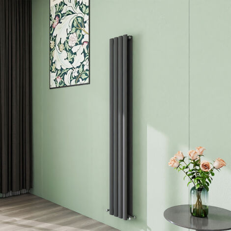 AICA 1600x236mm Anthracite Vertical Designer Radiator Double Oval Column Heating UK