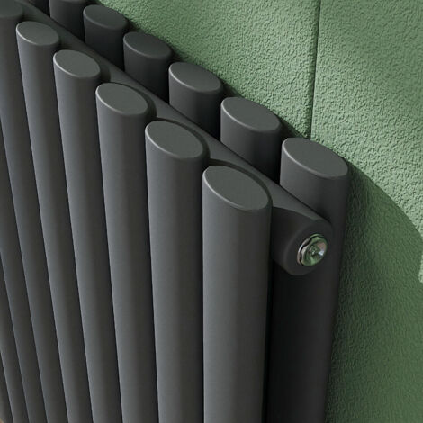 AICA 1600x236mm Anthracite Vertical Designer Radiator Double Oval Column Heating UK