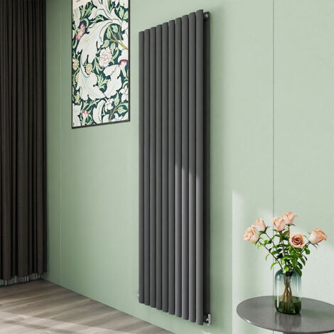 AICA 1800x590mm Anthracite Vertical Designer Radiator Double Oval Column Heating UK