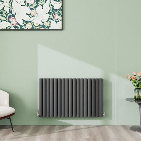AICA 600x1003mm Anthracite Horizontal Designer Radiator Double Oval Column Heating UK