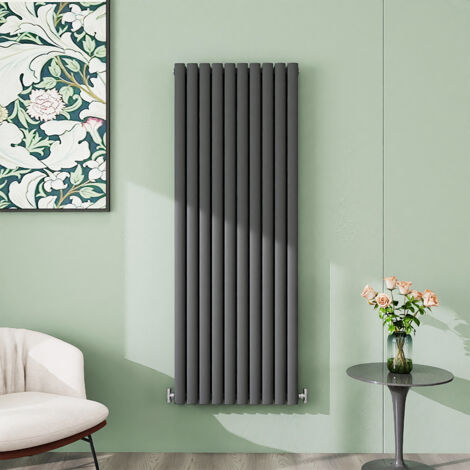 AICA 1600x590mm Anthracite Vertical Designer Radiator Double Oval Column Heating UK