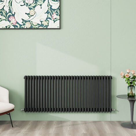 AICA 600x1460mm Anthracite Horizontal Traditional Radiator Cast Iron 3 Column Heating UK