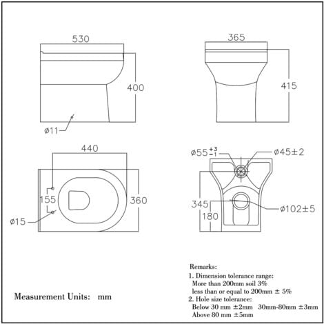 Back To Wall Toilet Ceramic Pan Cloakroom Soft Close Seat Bathroom WC Modern BTW
