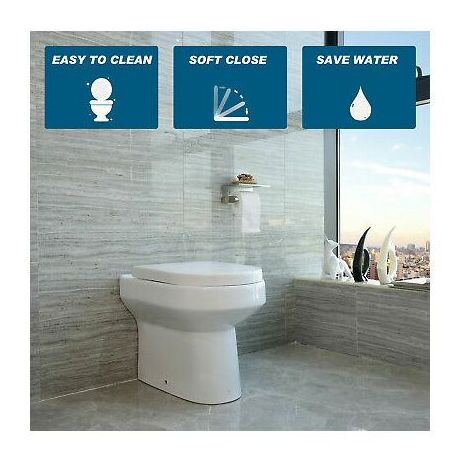 Back To Wall Toilet Ceramic Pan Cloakroom Soft Close Seat Bathroom WC Modern BTW