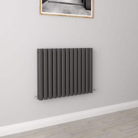 AICA Oval Column Designer Radiator Central Heating Horizontal 600x767mm Double Anthracite