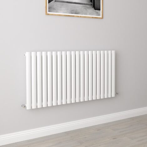 AICA Oval Column Designer Radiator Central Heating Horizontal 600x1180mm Single White