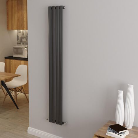AICA Oval Column Designer Radiator Central Heating Vertical 1600x236mm Single Anthracite