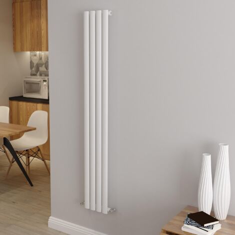 AICA Oval Column Designer Radiator Central Heating Vertical 1600x236mm Single White
