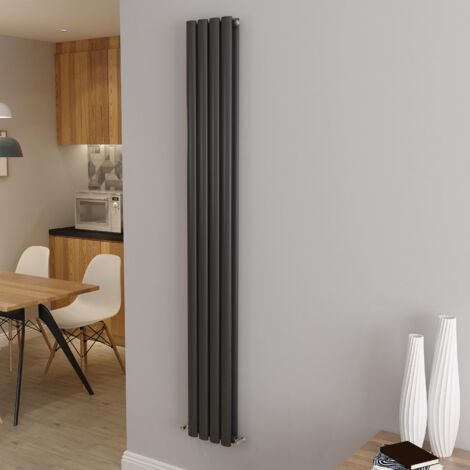AICA Oval Column Designer Radiator Central Heating Vertical 1800x236mm Double Anthracite