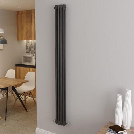 AICA Traditional Radiator Central Heating Cast Iron Style 2 Column Vertical 1800x200mm Anthracite