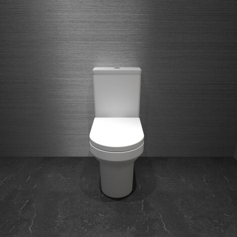 Close Coupled Rimless Toilet Ceramic Pan Cloakroom Soft Close Seat WC Modern White