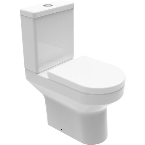 Close Coupled Rimless Toilet Ceramic Pan Cloakroom Soft Close Seat WC Modern White