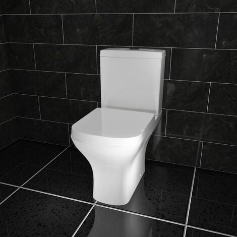 Close Coupled Toilet Square Soft Close Seat Short Projection Bathroom WC