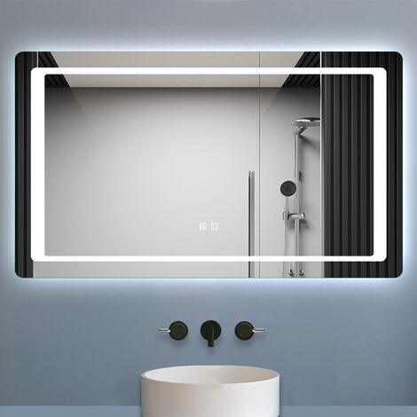 1200x700mm Bathroom Mirror With Lights, Horizontal Sensor Switch LED Illuminated Bath Vanity Wall-Mounted Mirrors