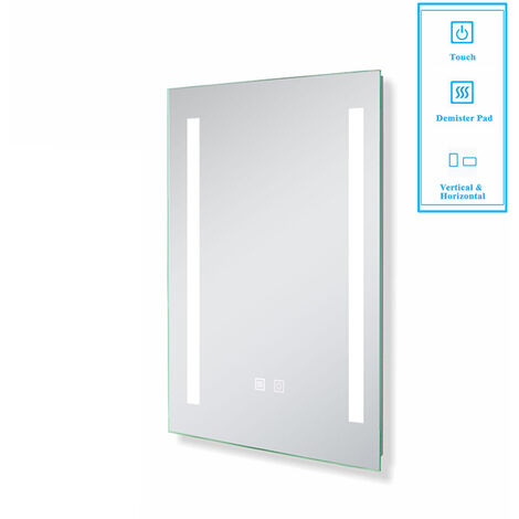 500x700 Bathroom Wall Mirror with LED Lights Upgraded Dual Control System Anti-fog and LED Light Separately ,IP44,Portrait or Landscape