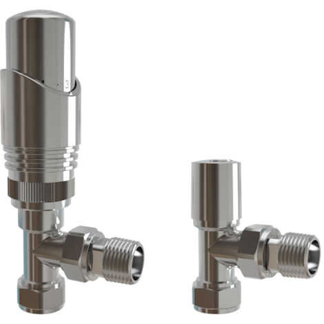 AICA 15mmx1/2" Angled Radiator Valves Thermostatic Tap Chrome