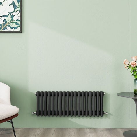 AICA 300x830mm Anthracite Horizontal Designer Radiator Cast Iron 3 Column Heating UK