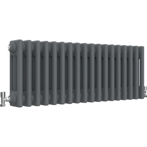 AICA 300x830mm Anthracite Horizontal Designer Radiator Cast Iron 3 Column Heating UK