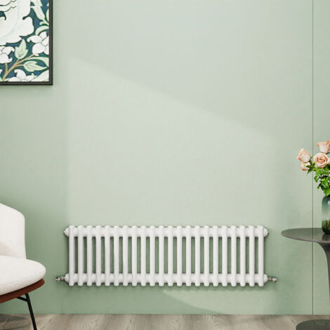 AICA 300x1010mm White Horizontal Traditional Radiator Cast Iron 2 Column Heating UK