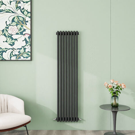 AICA 1500x380mm Anthracite Vertical Traditional Radiator Cast Iron 3 Column Heating UK