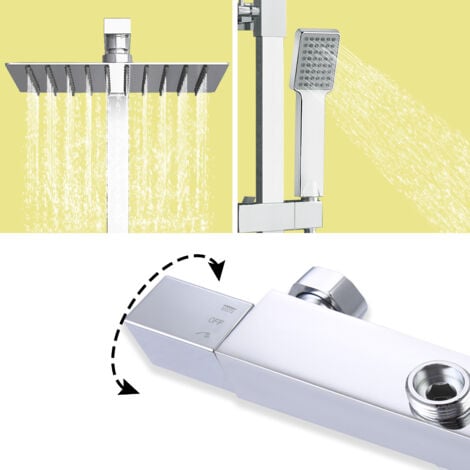 AICA Bathroom Thermostatic Shower Mixer Twin Head Large Square Bar Set Chrome