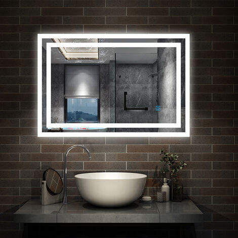 Backlit LED Illuminated Bathroom Mirror with Light Sensor + Demister - Type B 800 x 600mm (1/5)