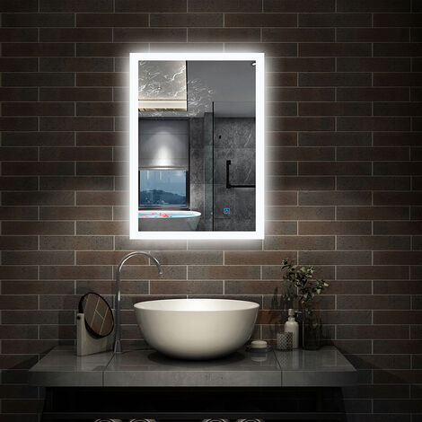 Backlit LED Illuminated Bathroom Mirror with Light Sensor + Demister - Type A 500 x 700mm (1/5)
