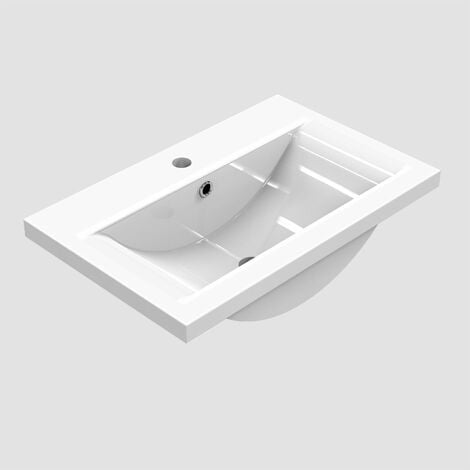 Vanity Unit with Basin Storage Cabinets Matt White 2 Drawer - Wall Hung 500mm