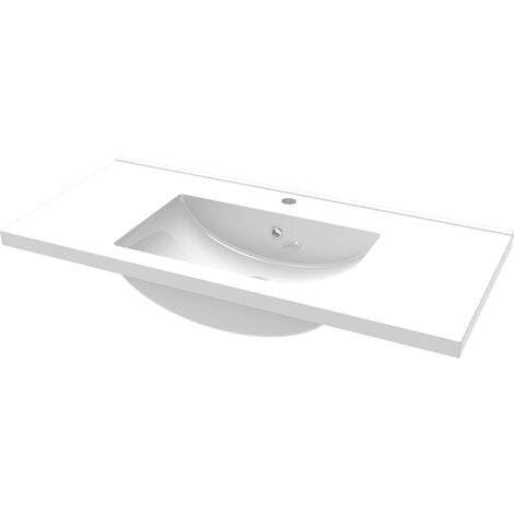 Bathroom Wall Mounted Vanity Unit Sink Cabinet, 2 Soft Close Drawers Flat Pack - 1000mm Matt White