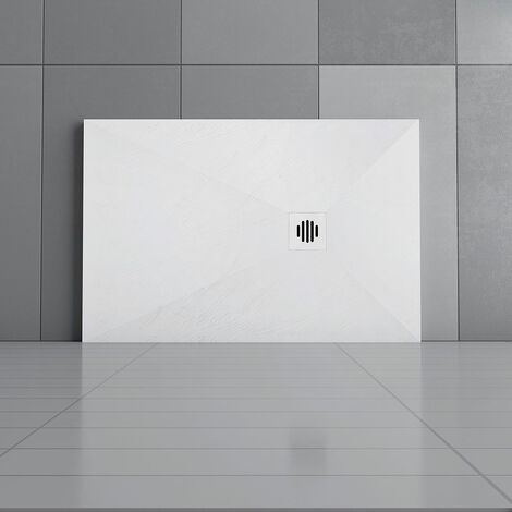 1000x800mm Anti-Slip Slate Effect ABS plastic Drain cover Rectangle Shower Tray & Base +Waste Trap