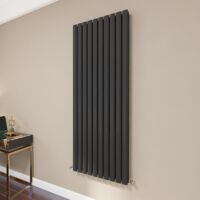 AICA Oval Column Radiator 1600x590mm Central Heating Vertical Double Stylish Black
