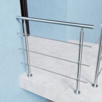 Aica 100x106cm Stainless Steel Handrail with 3 Cross bars Balustrade Stair Grab Rail suitable for Outdoor and Indoor